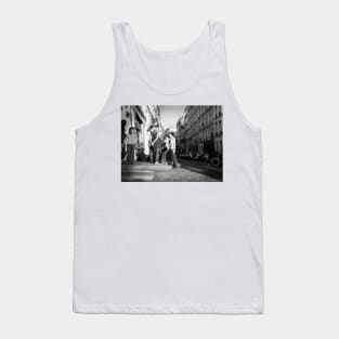 French street imagery group of young adults on Montmartre street corner outside pub Tank Top